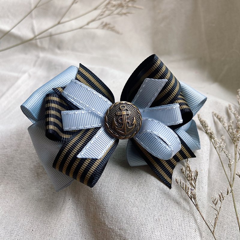 Navy & British style bounce clip / bounce clip / golden years-gray - Hair Accessories - Other Materials Gray