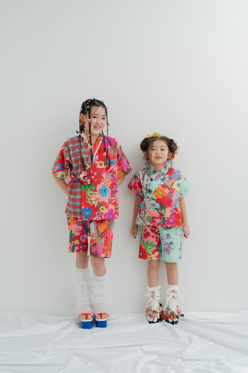 Jinbei  Red flower - 男/女童禮服 - 棉．麻 紅色