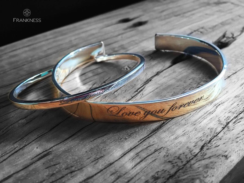 Frankness lettering silver couple bracelet - Silver / Rose Gold / manual / gift / custom / couple models - สร้อยข้อมือ - โลหะ สีเงิน