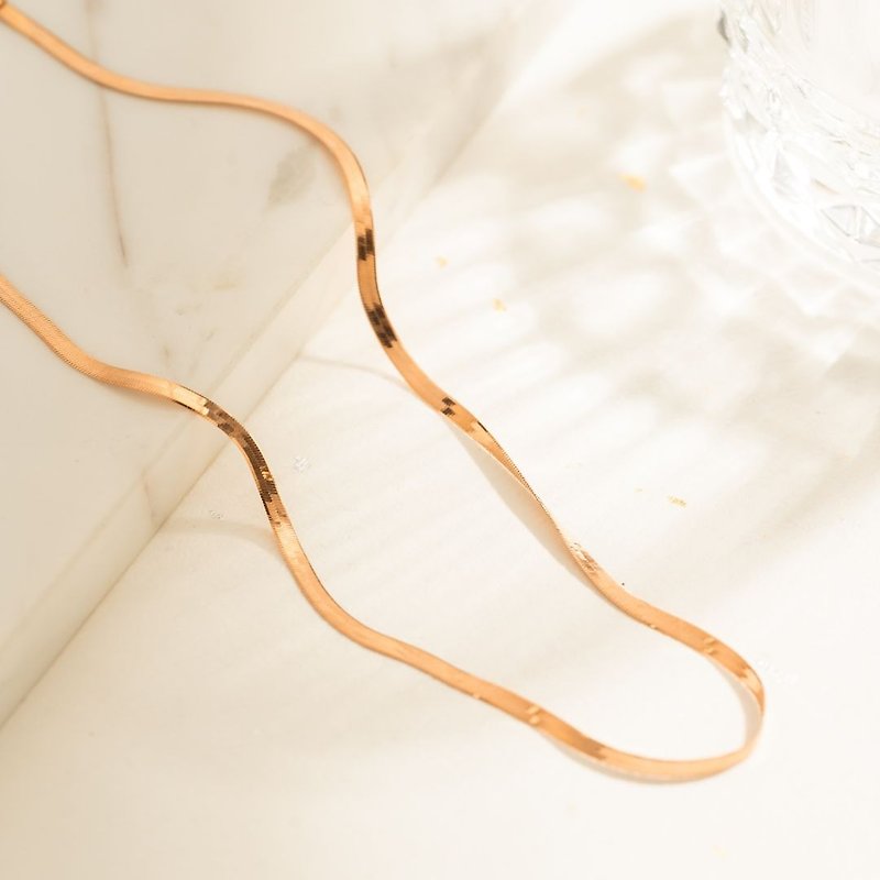 Japanese K18 rose gold snake chain pure K gold necklace - สร้อยคอ - เครื่องประดับ สีทอง