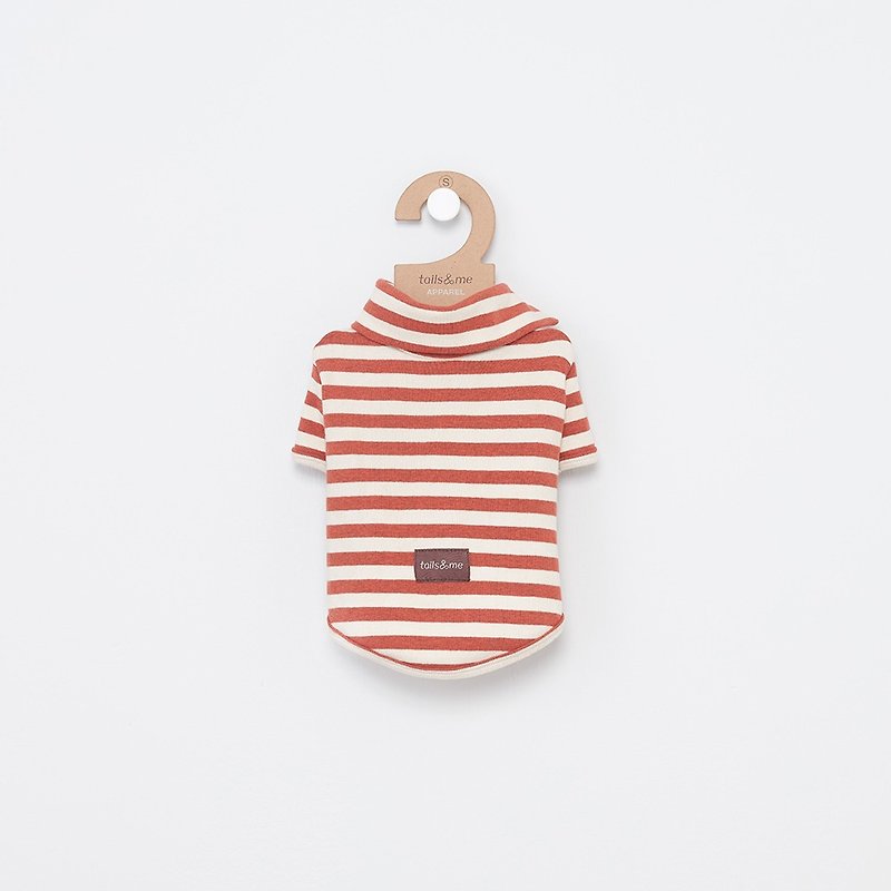 [Tail with me] pet clothes lapel short sleeve striped shirt orange - Clothing & Accessories - Cotton & Hemp Red