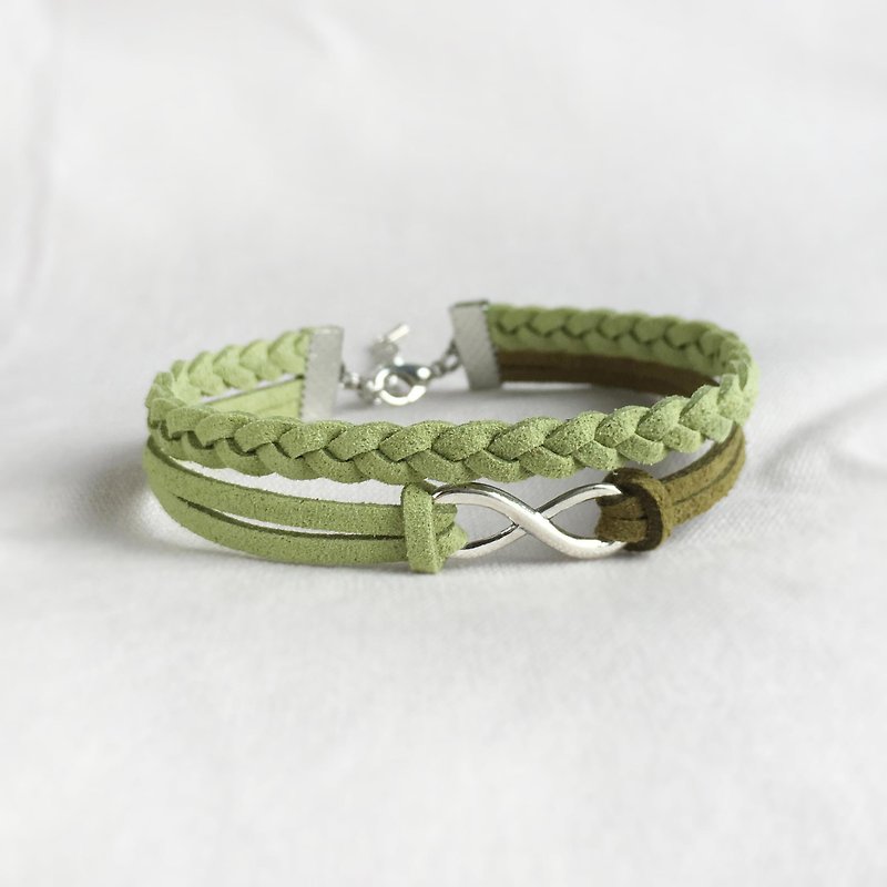 Handmade Double Braided Infinity Bracelets –matcha green limited - สร้อยข้อมือ - วัสดุอื่นๆ สีเขียว
