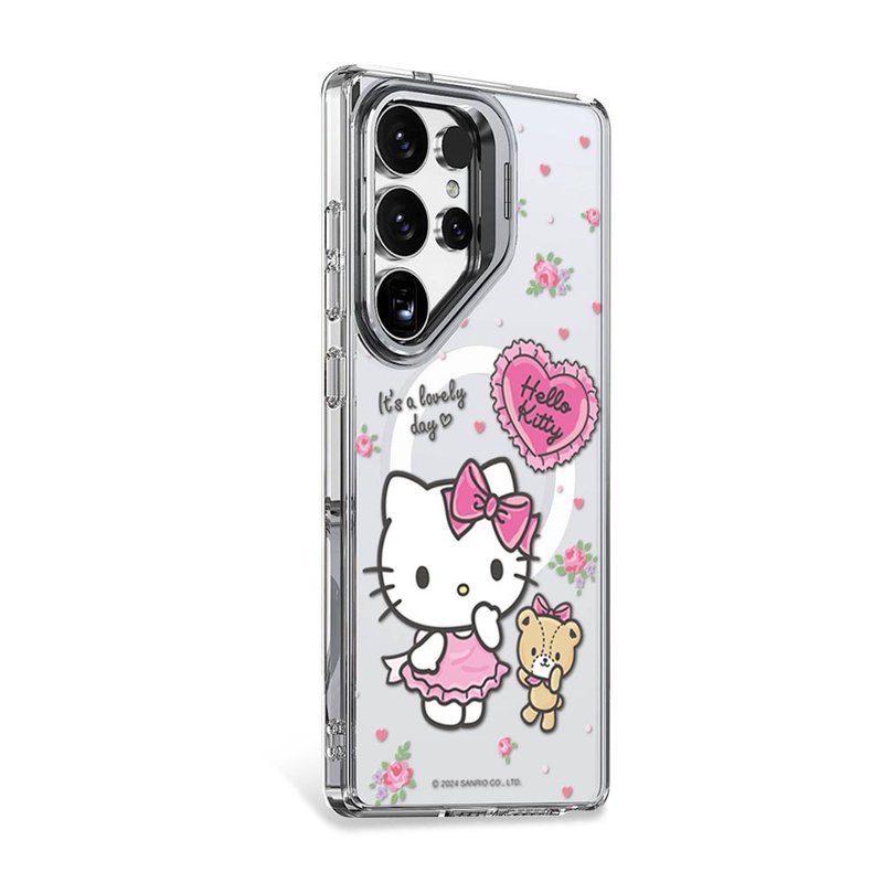 三麗鷗 Samsung S25/S24 防震雙料隱形立架磁吸手機殼-凱蒂好心情 - 手機殼/手機套 - 其他材質 多色