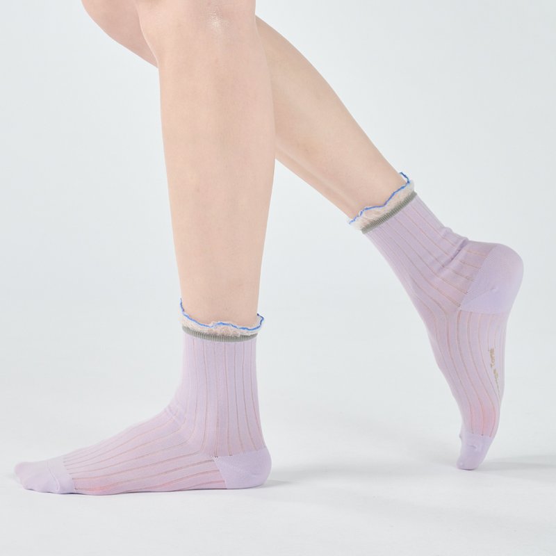 デイジー シアーミドル丈ソックス - ライトパープル(M) - 靴下・ソックス - コットン・麻 パープル