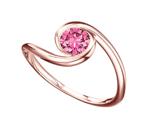 Majade Jewelry Design 極簡主義粉紅藍寶石戒指 14K玫瑰金求婚戒指 九月誕生石結婚戒指