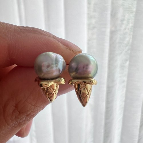 Ellajo Bijoux 冰淇淋的浪漫 天然海水真多麻巴洛克珍珠耳釘