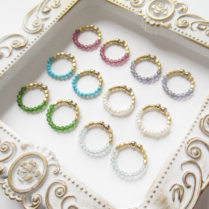 6 gemstones, tiny hoop earrings 夾式耳環 - Earrings & Clip-ons - Stone White