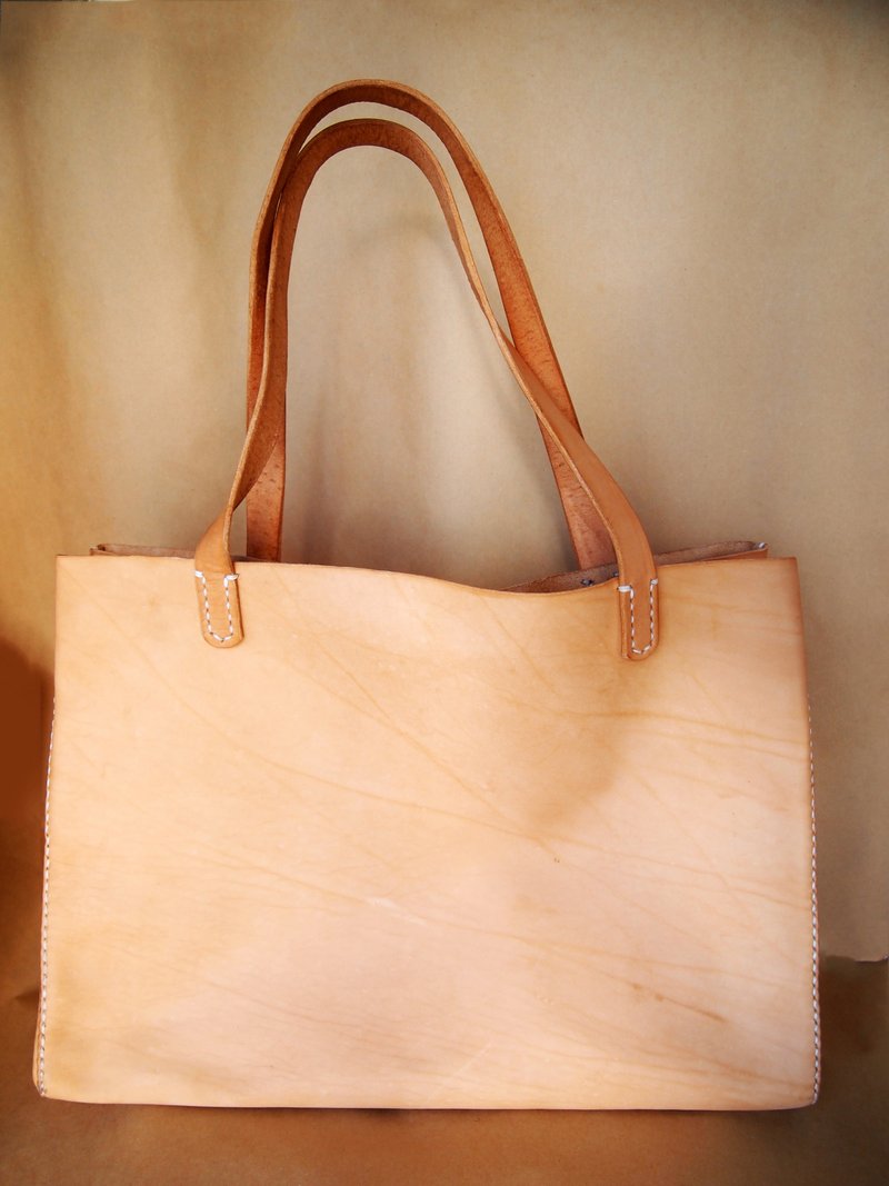 golden ratio tote bag C - กระเป๋าถือ - หนังแท้ สีส้ม