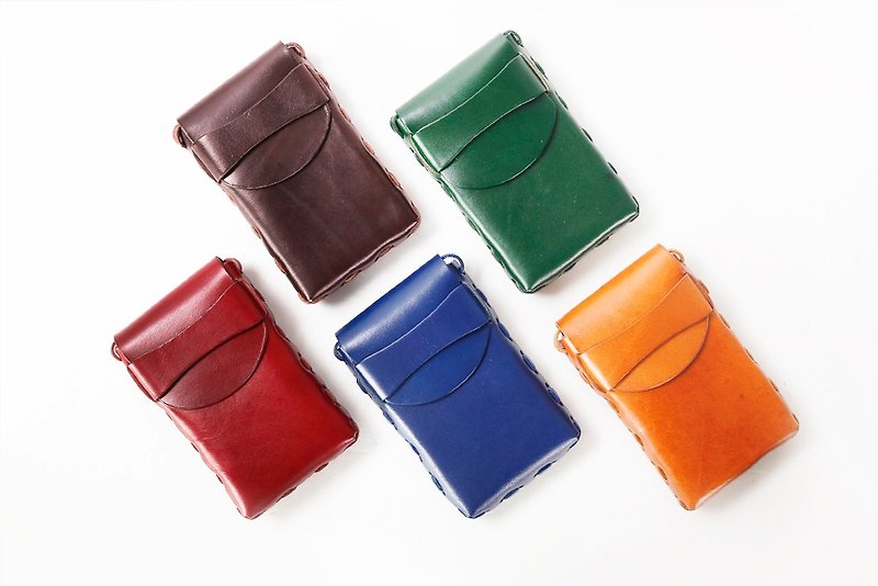 New AMEET SOFUBI series vegetable tanned leather shoulder diagonal diagonal candy color summer packet 5 colors - กระเป๋าแมสเซนเจอร์ - หนังแท้ สีส้ม