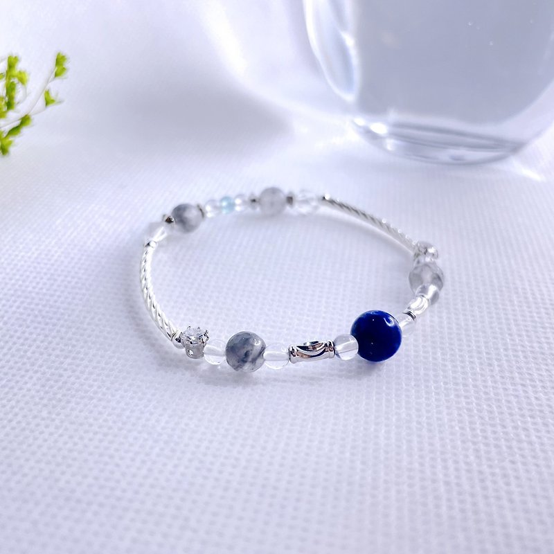 [Yangxing Hall] Lapis lazuli. Grey Ghost. White Crystal - Inspiration - Natural Crystal Bracelet - สร้อยข้อมือ - เครื่องเพชรพลอย สีน้ำเงิน