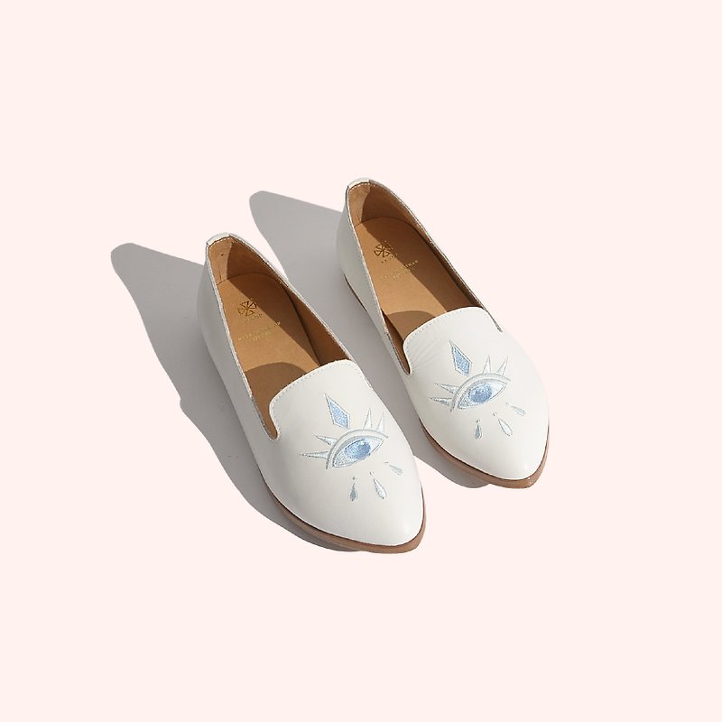 Eye Loafers | White - Women's Casual Shoes - Genuine Leather White