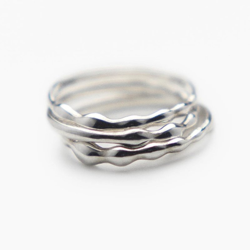 Water Wave Rings Set – 3 pcs - General Rings - Sterling Silver Silver