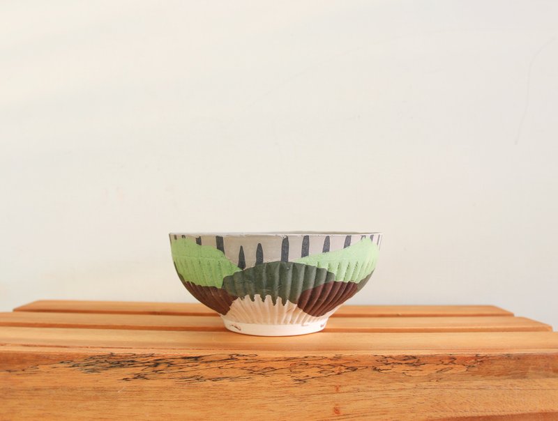 セメント植木鉢 松林・和風 手作り - 観葉植物 - コンクリート グリーン