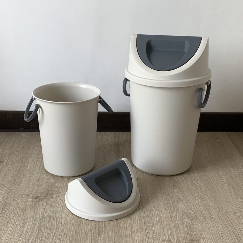 Multiple offers-L size matte double-ear trash can rotating lid trash can recycling barrel made in Taiwan - ถังขยะ - พลาสติก ขาว