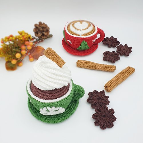 TiffyHappyCrafts COMBO PACK Christmas Cappuccino, Hot CaCoa Mug , Star Anise and Cinnamon PATTERN