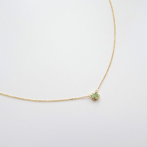 Joyce Wu Handmade Jewelry 天然沙弗萊石單顆包鑲 純 18K 白金 黃金 玫瑰金 項鍊鎖骨鍊 客製