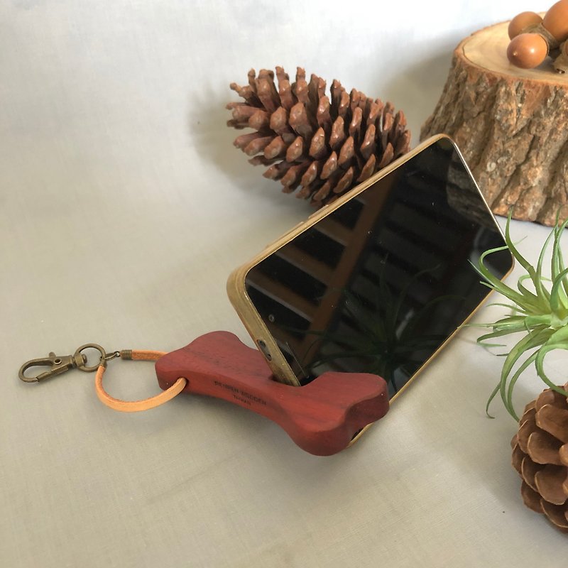 Mobile phone holder encourages you to shape your bones and red rosewood portable log phone holder - Phone Stands & Dust Plugs - Wood Red