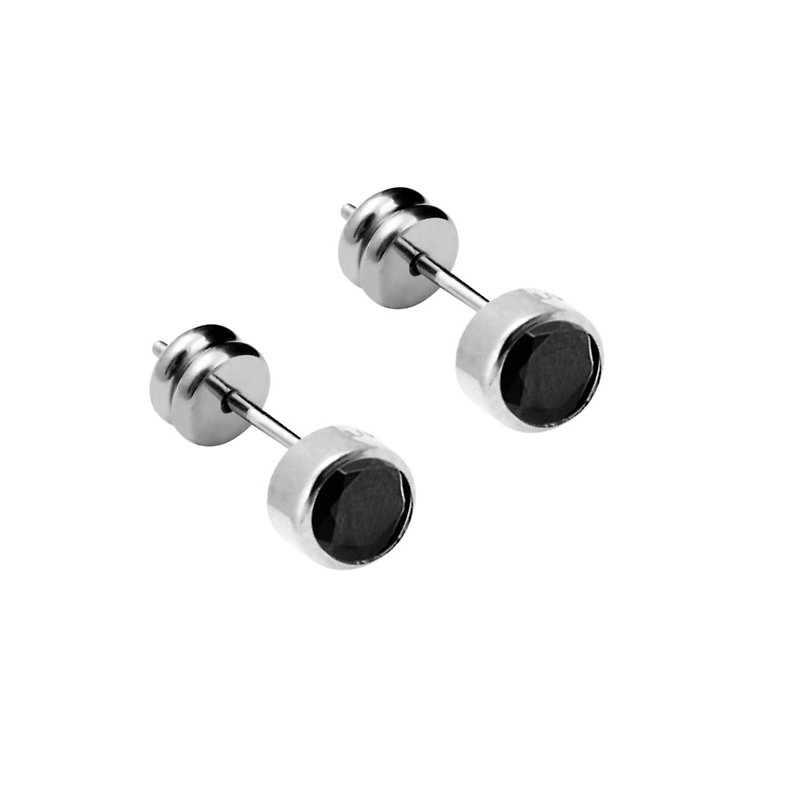 Titanium Earrings- Simple Crystal- Black - Earrings & Clip-ons - Other Metals Black