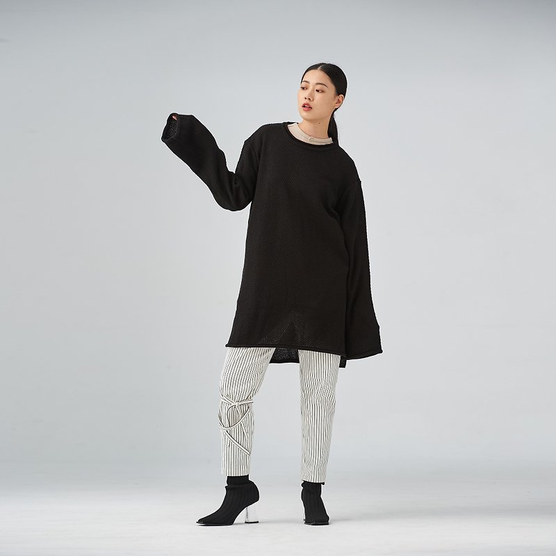 Black basketweave oversized sweater - Women's Sweaters - Other Materials Black