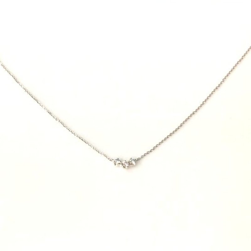 【Moriarty Jewelry】Three Small Diamonds - Slightly Sexy - 14K White Gold Small Diamond Necklace - สร้อยคอ - เพชร 