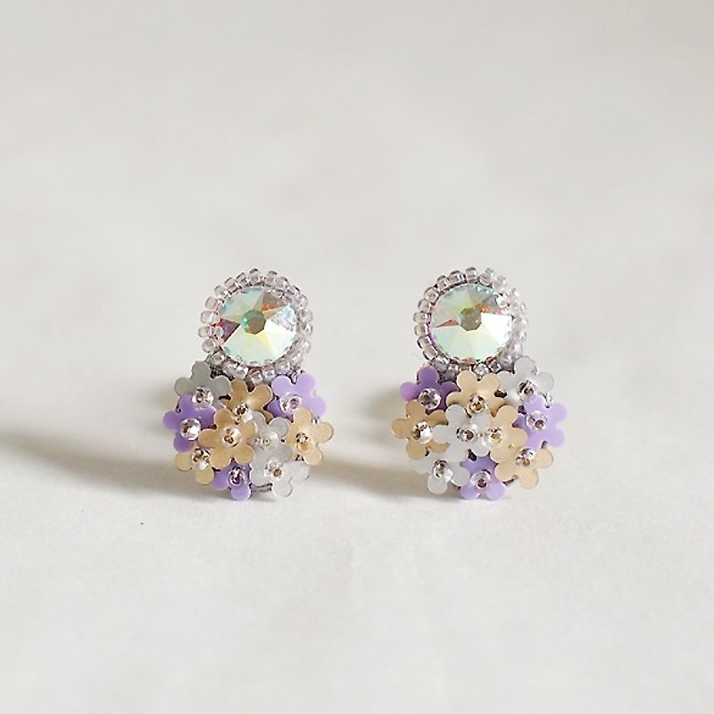 Earrings bijoux & bouquet violet - ต่างหู - แก้ว สีม่วง