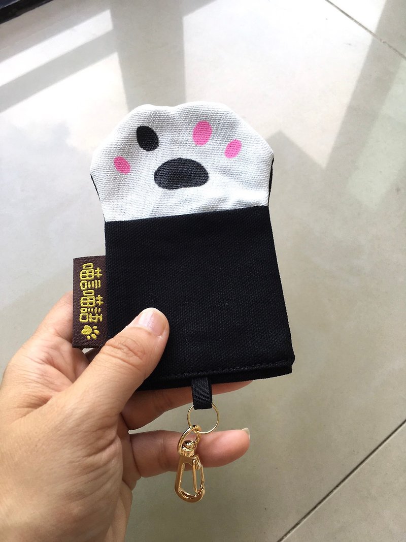 Black Maru Meow Hand Card Set - ที่ใส่บัตรคล้องคอ - ผ้าฝ้าย/ผ้าลินิน สีดำ