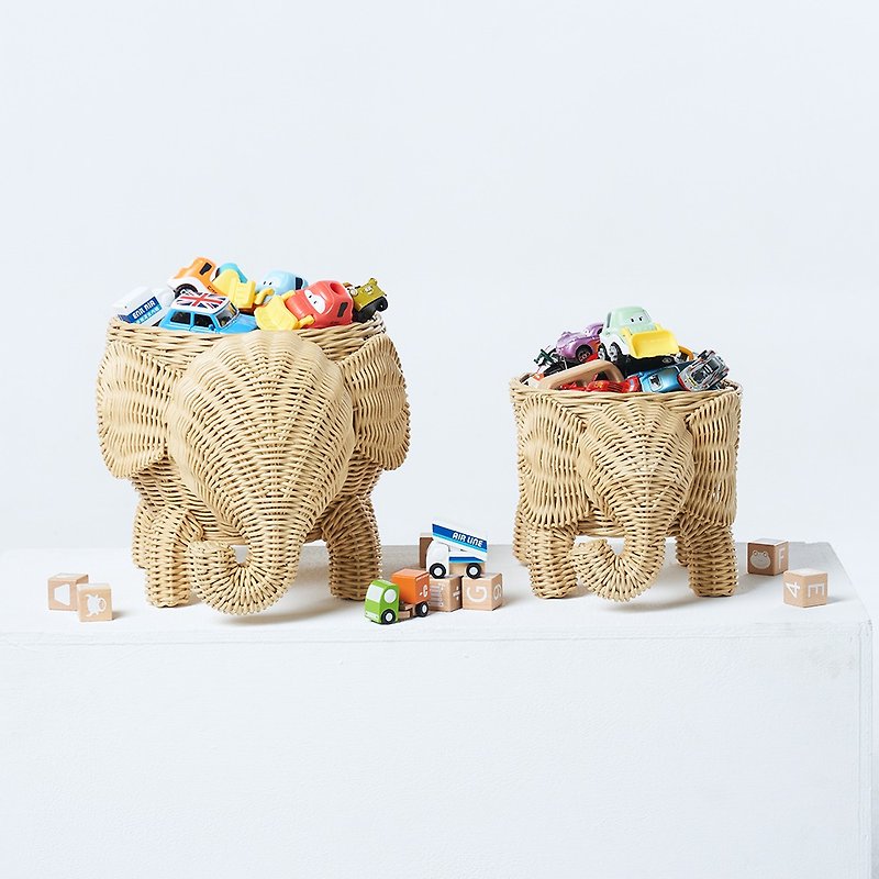 【Woteng ouRattan】Rattan Storage Basket Elephant Shape - Other Furniture - Other Materials Khaki