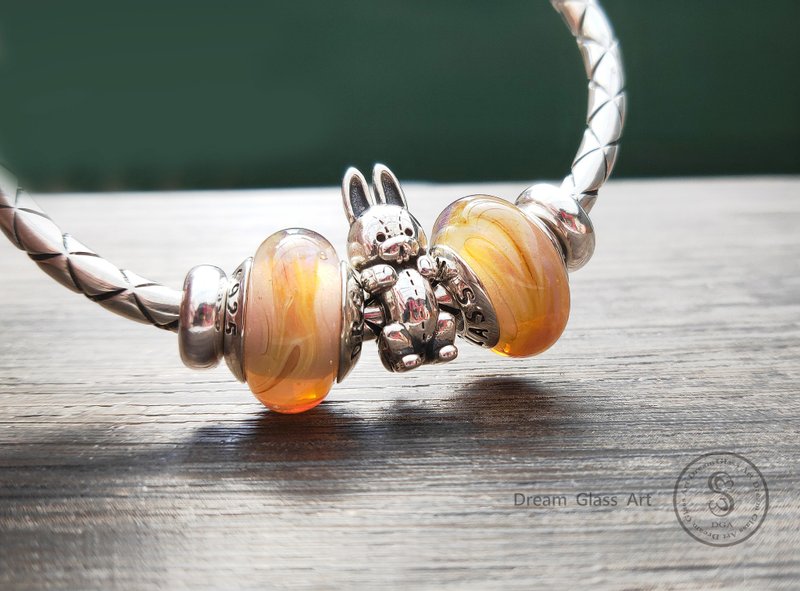 DreamGlassArt*迷萌兔隔珠SBB-190416 - 手鍊/手鐲 - 其他金屬 銀色