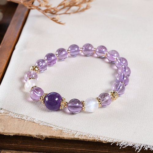 Hanhan Jewelry 紫水晶 月光石 手鍊 天然礦石水晶