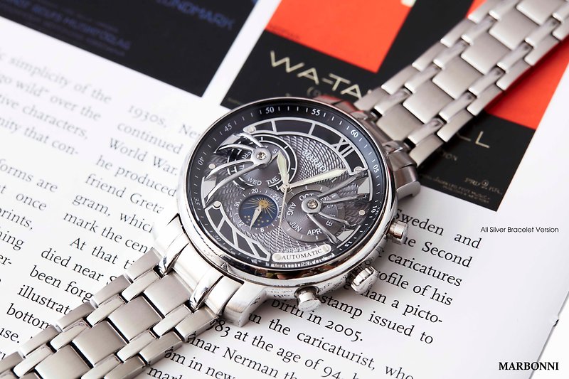 萬寶尼自動機械系列 – 銀白錶面配精鋼鋼帶 - 男裝錶/中性錶 - 不鏽鋼 白色