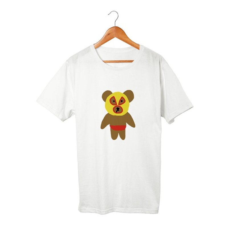 Wrestler Bear #1 T恤 - 男 T 恤 - 棉．麻 白色