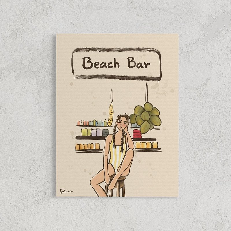 beach bar printed painting wall decoration card - Posters - Paper White