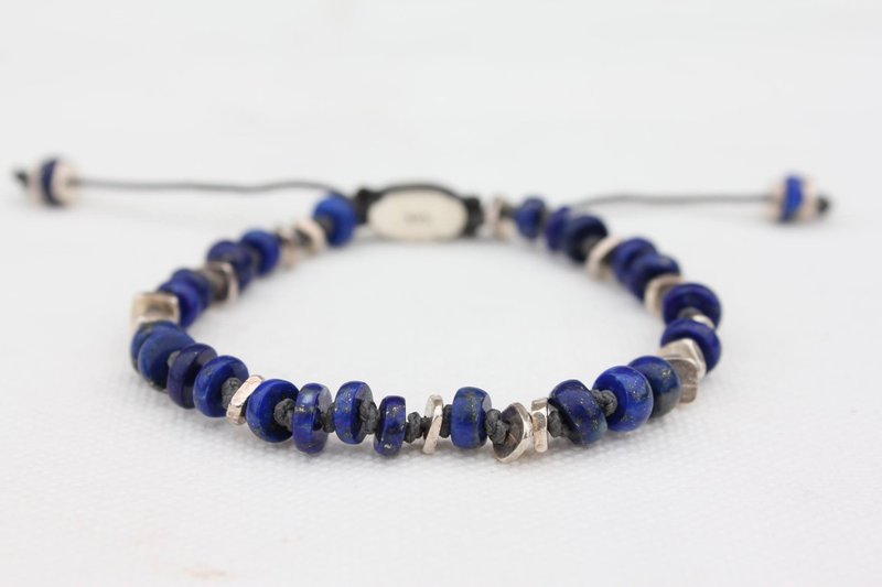 C.Chun Handmade Design Jewelry 青金石綁繩式手鏈 - 手鍊/手環 - 寶石 藍色