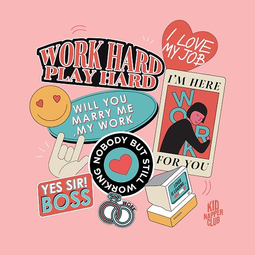 kidnapperclub Sticker set Love me Love my Job