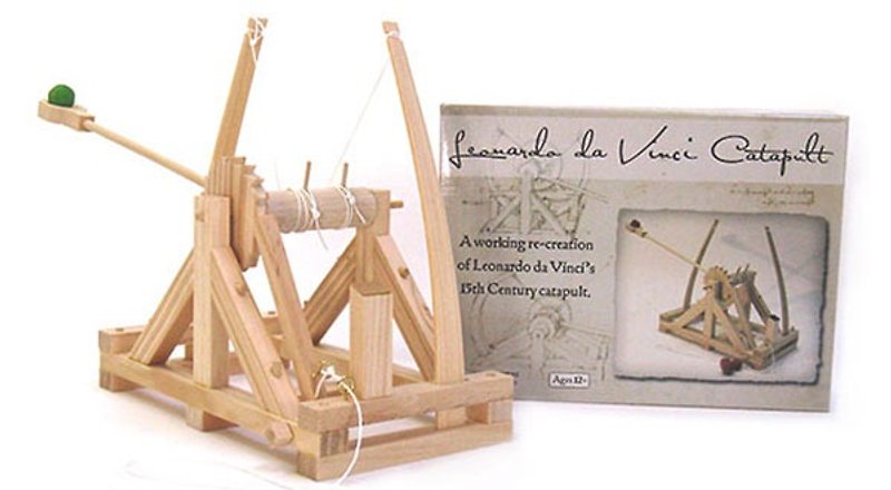 Da Vinci invents manuscript - classic trebuchet - Wood, Bamboo & Paper - Wood 