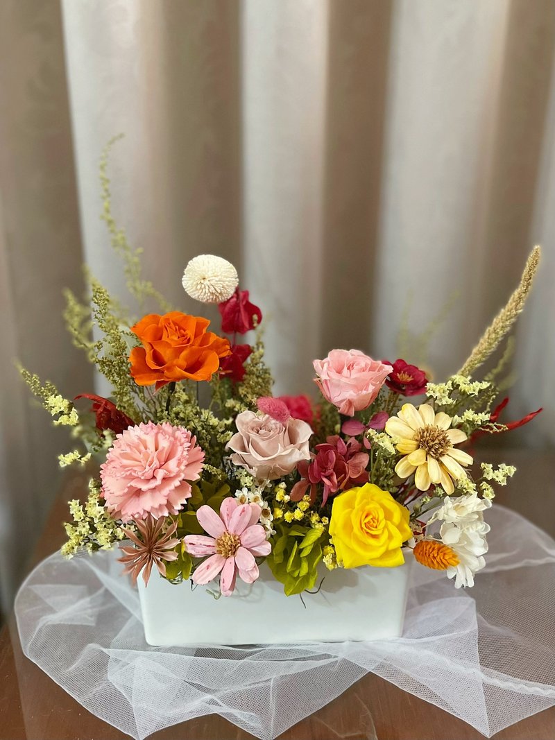 [Eternal Flower Gift] Spring Wild Style Everlasting Table Flowers-Opening Table Flowers/Opening Flower Gifts/Promotion Flower Gifts/Congratulation Flowers - ช่อดอกไม้แห้ง - พืช/ดอกไม้ 