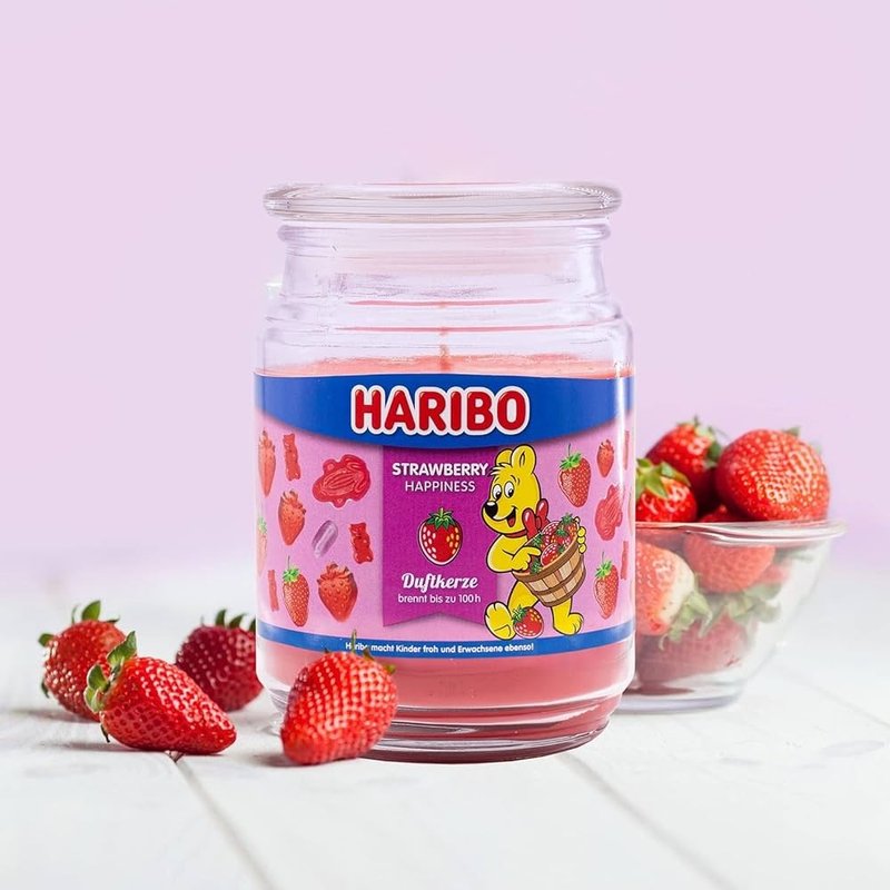 HARIBO CANDLE 香氛蠟燭 - 歡樂草莓 - 香氛蠟燭/燭台 - 玻璃 粉紅色