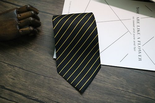 壞紳士 黑色黃條紋紳士領帶/百搭好物/英倫風