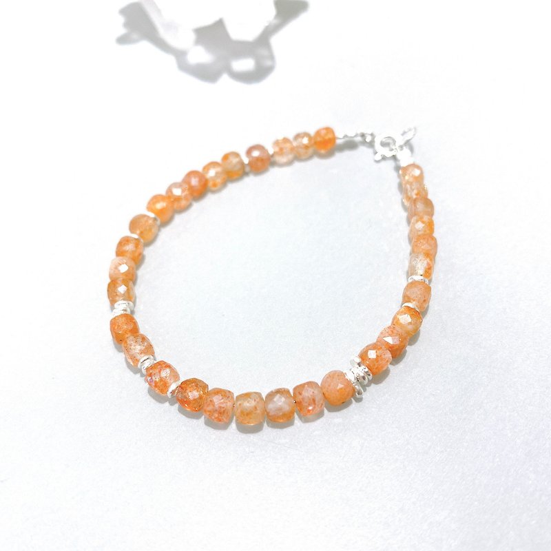 Ops Sunstone silver bracelet - 金太陽石/金草莓晶/純銀/手鍊 - 手鍊/手鐲 - 銀 金色
