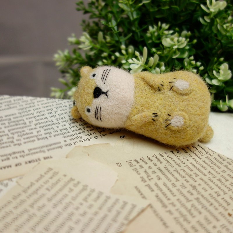療癒DIY【我想對你說】系列 - 海獺 (羊毛氈材料包+教學影片) - 編織/刺繡/羊毛氈/縫紉 - 羊毛 卡其色