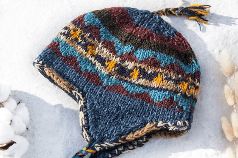Knitted Pure Wool Hat / Handmade Fleece Cap / Knitted Fleece Cap / Fly Fleece Cap / Wool Cap - หมวก - ขนแกะ หลากหลายสี
