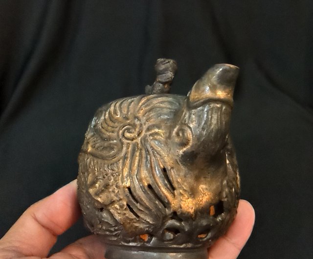提梁壷 銅銭茶壺 工芸品 美術品 置物