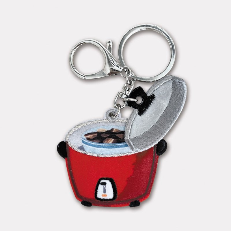 Red Electric Pot (Kang Pork) - Embroidered Keychain/Taiwanese Souvenirs/Taiwanese Specialty Gifts - ที่ห้อยกุญแจ - งานปัก หลากหลายสี