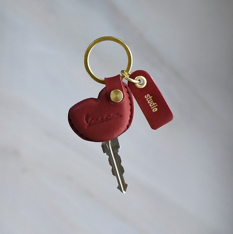 Vespa偉士牌植鞣皮革機車鑰匙套/刻字/燙金 - 鑰匙圈/鑰匙包 - 真皮 