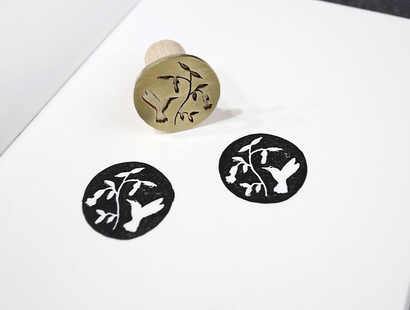 Ni.kou Brass Big Seal - sucking hummingbird - Stamps & Stamp Pads - Other Metals 