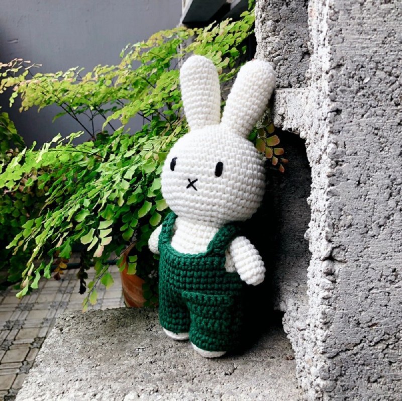 荷蘭 Just Dutch | Miffy 米飛兔 編織娃娃和她的綠色吊帶褲 - 公仔/玩偶 - 棉．麻 綠色