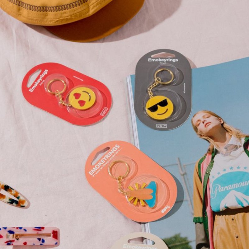 西班牙 DOIY 表情鑰匙扣 Emokeyrings 書包掛飾鑰匙鏈掛件可愛酷 - 鑰匙圈/鑰匙包 - 其他材質 