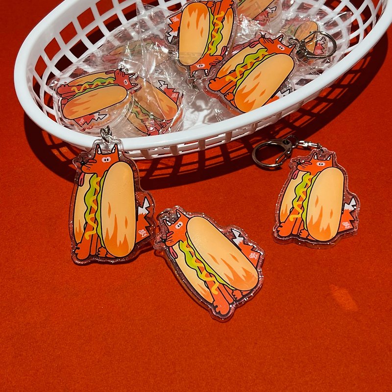 Hot dog shellfish glitter double-sided charm acrylic charm - พวงกุญแจ - อะคริลิค 