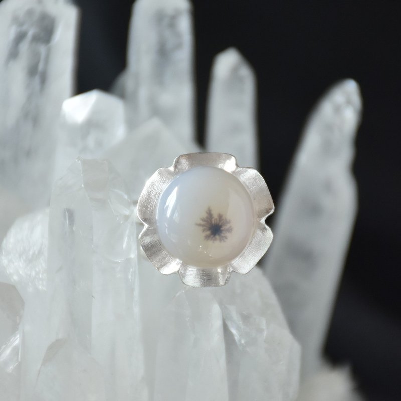 原創手工 990純銀鑲嵌玉髓開口戒指 - 戒指 - 純銀 銀色