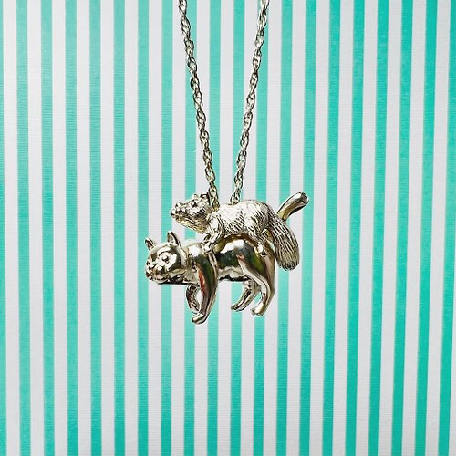 Rabitle. 載我一程系列-貓咪&松鼠-純銀動物造型項鍊 Animal necklaces